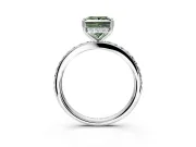 Solitaire Engagement Ring Setting for Fancy Green Princess Cut Center with Fine Pave Band and Prong Head in White Gold