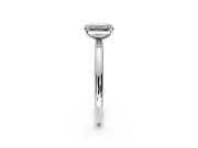 Low-Set Solitaire Engagement Ring Setting for Emerald Cut Center with Thin Plain Band and Prong Head in Platinum