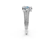 Solitaire Engagement Ring Setting for Fancy Blue Pear-Shaped Center with Accented Split Shank and Prong Head in Sterling Silver