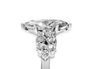 Cluster Engagement Ring Setting for Marquise Center with 2-Row Shoulder Clusters and Prong Head in Platinum