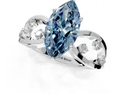 Solitaire Engagement Ring Setting for Fancy Blue Marquise Center with Criss-Cross Accent Band and Prong Head in Platinum