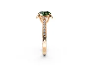 Floral Engagement Ring Setting for Fancy Green Round Cut Center with Four Accent Clusters and Prong Head in Rose Gold