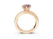 Solitaire Engagement Ring Setting for Fancy Pink Heart-Shaped Center with Channel-Set Accents and Prong Head in Rose Gold