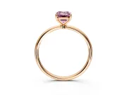 Solitaire Engagement Ring Setting for Fancy Pink Emerald Cut Center with Straight Thin Band and Prong Head in Rose Gold