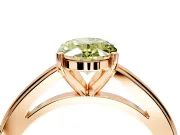 Solitaire Engagement Ring Setting for Fancy Yellow Oval Center with Flat-Sided Plain Band and Prong Head in Rose Gold