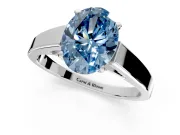 Solitaire Engagement Ring Setting for Fancy Blue Oval Center with Tapered Split Shoulders and Prong Head in Platinum