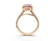 Solitaire Engagement Ring Setting for Fancy Pink Princess Cut Center with Accented Split Shank and Prong Head in Rose Gold
