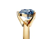 Solitaire Engagement Ring Setting for Fancy Blue Heart-Shaped Center with Wire Band and Prong Head in Yellow Gold