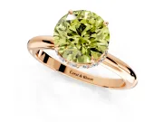 Hidden Halo Engagement Ring Setting for Fancy Yellow Round Cut Center with Plain Rounded Band and Prong Head in Rose Gold