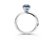 Solitaire Engagement Ring Setting for Fancy Blue Radiant Cut Center with Wide Knife Ridge Band and Prong Head in White Gold