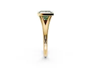 Solitaire Engagement Ring Setting for Fancy Green Princess Cut Center with V Split Shank and Bezel Head in Yellow Gold