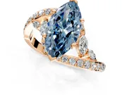 Solitaire Engagement Ring Setting for Fancy Blue Marquise Center with Pave Bypass Twist Band and Prong Head in Rose Gold