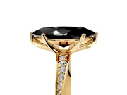 Side Accent Engagement Ring Setting for Fancy Black Marquise Center with Accent Shoulders and Prong Head in Yellow Gold