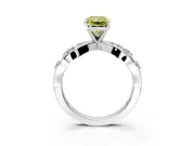 Solitaire Engagement Ring Setting for Fancy Yellow Radiant Cut Center with Criss-Cross Accent Band and Prong Head in White Gold