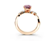 Solitaire Engagement Ring Setting for Fancy Pink Radiant Cut Center with Marquise Accent Twist Band and Prong Head in Rose Gold