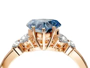 Solitaire Engagement Ring Setting for Fancy Blue Heart-Shaped Center with Marquise Flower Shoulders and Prong Head in Rose Gold