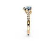 Solitaire Engagement Ring Setting for Fancy Blue Heart-Shaped Center with Crossover Accents and Prong Head in Yellow Gold