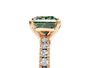 Solitaire Engagement Ring Setting for Fancy Green Princess Cut Center with Single Row Accent Band and Prong Head in Rose Gold