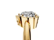 Halo Engagement Ring Setting for Heart-Shaped Center with Tapered Plain Band and Prong Head in Yellow Gold