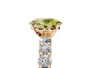 Shared-Prong Engagement Ring Setting for Fancy Yellow Oval Center with Graduated Accents and Prong Head in Rose Gold