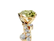 Solitaire Engagement Ring Setting for Fancy Yellow Heart-Shaped Center with Bar-Station Pave Twist and Prong Head in Yellow Gold