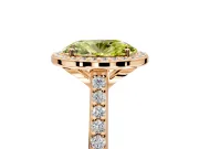Halo Engagement Ring Setting for Fancy Yellow Oval Center with Pave Accents, Heart Basket and Prong Head in Rose Gold
