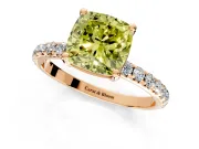 Solitaire Engagement Ring Setting for Fancy Yellow Cushion Cut Center with Micro Pave Band and Prong Head in Rose Gold