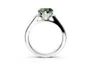 Solitaire Engagement Ring Setting for Fancy Green Heart-Shaped Center with Channel Accents and Prong Head in White Gold