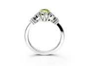Floral Engagement Ring Setting for Fancy Yellow Marquise Center with Marquise Cluster Shoulders and Prong Head in White Gold