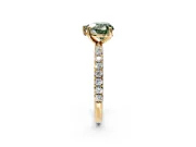 Solitaire Engagement Ring Setting for Fancy Green Heart-Shaped Center with Micro Pave Band and Prong Head in Yellow Gold