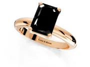 Solitaire Engagement Ring Setting for Fancy Black Emerald Cut Center with Wire Band and Prong Head in Rose Gold