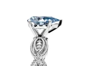 Solitaire Engagement Ring Setting for Fancy Blue Pear-Shaped Center with Marquise Panel Band and Prong Head in Platinum