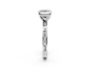 Solitaire Engagement Ring Setting for Asscher Cut Center with Channel Baguette Band and Prong Head in Platinum