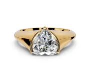 Tension Engagement Ring Setting for Heart-Shaped Center with Wide Tapered Band and Tension Head in Yellow Gold