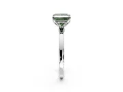 Solitaire Engagement Ring Setting for Fancy Green Princess Cut Center with Thin Rounded Plain Band and Prong Head in Platinum