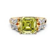 Floral Engagement Ring Setting for Fancy Yellow Princess Cut Center with Marquise Cluster Shoulders and Prong Head in Yellow Gold