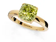 Solitaire Engagement Ring Setting for Fancy Yellow Cushion Cut Center with Plain Band and Flat Tab Prong Head in Yellow Gold