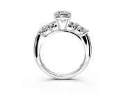 5 Stone Engagement Ring Setting for Cushion Cut Center with Graduated Accents and Prong Head in Sterling Silver