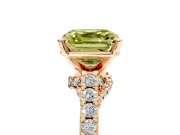 Solitaire Engagement Ring Setting for Fancy Yellow Asscher Cut Center with Crossover Accents and Prong Head in Rose Gold