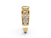 Pave Engagement Ring Setting for Fancy Yellow Asscher Cut Center with Curved Accent Rows, Openwork and Prong Head in Yellow Gold