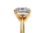 Solitaire Engagement Ring Setting for Asscher Cut Center with Knife Ridge Band and Claw Prong Head in Yellow Gold