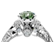 Solitaire Engagement Ring Setting for Fancy Green Pear-Shaped Center with Filigree Accent Basket and Prong Head in White Gold