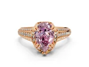 Solitaire Engagement Ring Setting for Fancy Pink Pear-Shaped Center with Accented Split Shank and Prong Head in Rose Gold