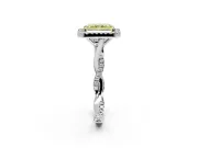 Halo Engagement Ring Setting for Fancy Yellow Radiant Cut Center with Twist Band and Prong Head in Sterling Silver