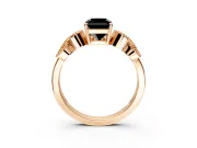 Leaf Engagement Ring Setting for Fancy Black Princess Cut Center with Milgrain Accent Band and Prong Head in Rose Gold