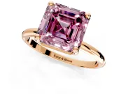 Minimalist Solitaire Engagement Ring Setting for Fancy Pink Asscher Cut Center with Thin Band and Prong Head in Rose Gold