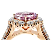 Large Accent Halo Engagement Ring Setting for Fancy Pink Asscher Cut Center with Pave Split Shank and Prong Head in Rose Gold