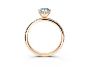 Hidden Halo Engagement Ring Setting for Fancy Blue Pear-Shaped Center with Pave Band and Prong Head in Rose Gold