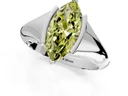 Tension Engagement Ring Setting for Fancy Yellow Marquise Center with Wide Tapered Band and Tension Head in Sterling Silver