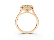 Single Halo Engagement Ring Setting for Fancy Yellow Radiant Cut Center with Corner Claws, Plain Band and Prong Head in Rose Gold